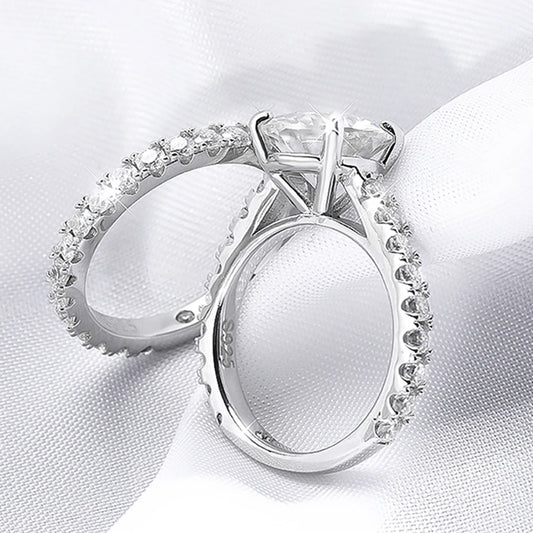 5.28ct All Moissanite Rings Set Women Gift Sparkling Lab Diamond Wedding Rings S925 Sterling Silver Plated 18K Jewelry