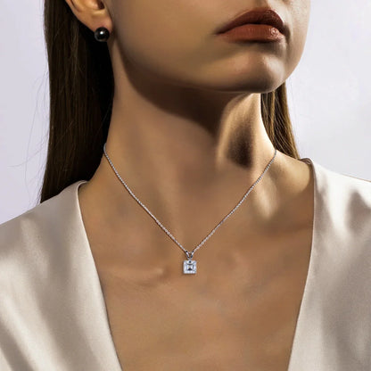 2-5ct Asscher Moissanite Necklace 0.5-3ct Earrings 925 Sterling Silver 18k Gold Plated Wedding Jewelry Set for Woman