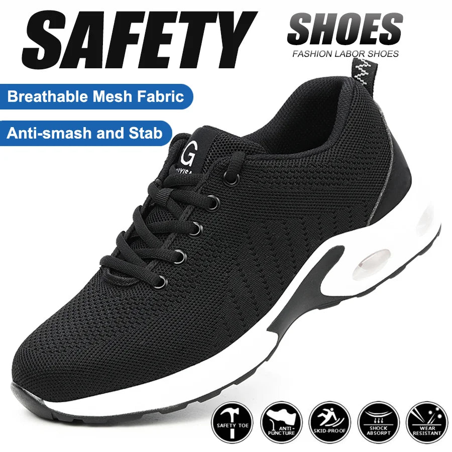 Steel Toe Safety Shoes for Men Women Comfortable Breathable Non Slip Work Shoes Security Protective Shoes Comfortable Sneakers ﻿