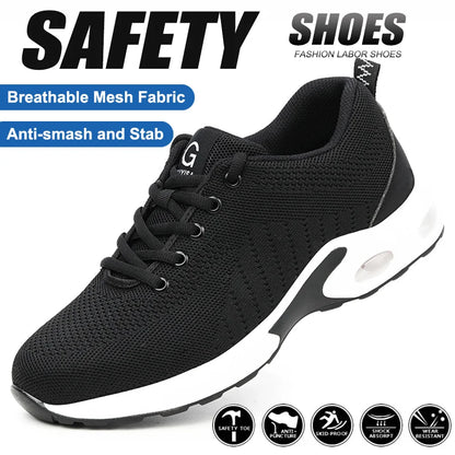 Steel Toe Safety Shoes for Men Women Comfortable Breathable Non Slip Work Shoes Security Protective Shoes Comfortable Sneakers ﻿