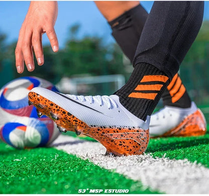New Men Women Professional Football Boots Cleats Grass Training Match Sport Soccer Shoes FG/TF Ultra-light Non-slip Unisex