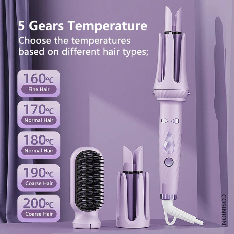 3 IN 1 Negative Ions 28mm & 32mm Roll Automatic Hair Curler Heating Straight Hair Comb Electric Ceramic Curling Iron Hair Stick