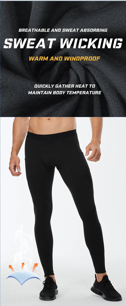 Men's Autumn and Winter Warm Running Tight Leggings Sports Gym Fitness Jogging Pants Fast Dry Running Compression leggings