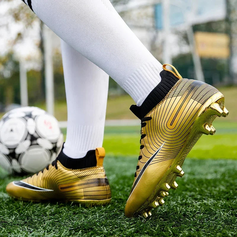 Men Football Boots Children Soccer Cleats Professional Golden Football Shoes for Boys Kids Indoor Soccer Shoes