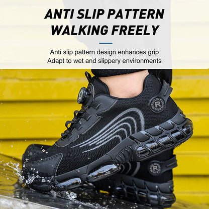 Anti-smash Steel Toe Protection Safety Shoes Men Rotating Button Work Safety Shoes for Men Anti Puncture Work Shoes Sneakers