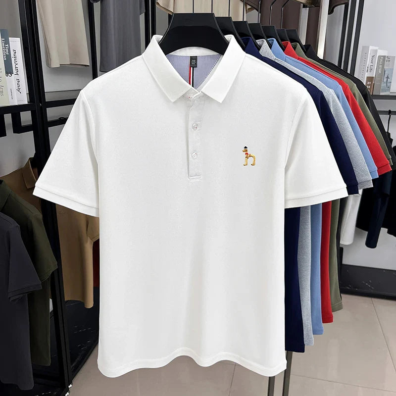 Brand Design Men's Polo Shirt Lapel Short Sleeve T-Shirt Summer New Exquisite Dog Embroider Fashion Business Handsome Men's Wear