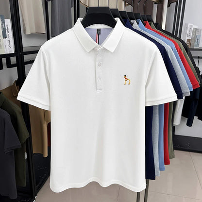 Brand Design Men's Polo Shirt Lapel Short Sleeve T-Shirt Summer New Exquisite Dog Embroider Fashion Business Handsome Men's Wear