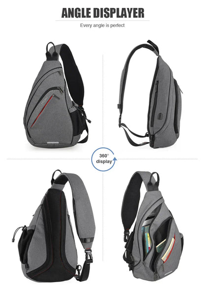 Men One Shoulder Backpack Women Sling Bag Crossbody USB Boys Cycling Sports Travel Versatile Fashion Bag Student School
