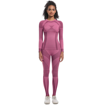 Women Skiwear Set Yoga Set Skiing Underwear Fitness Workout Thermal Gym Ski Snowboarding Running Yoga Exercise Suit Long Johns