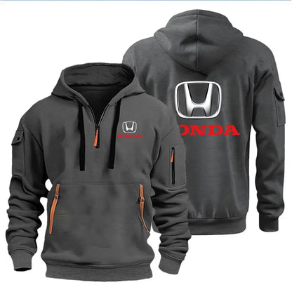 Autumn and Winter Men's Honda Logo Print Casual Hoodie Sportswear Fleece Warm Jacket Suit Shirt Outdoor Racing Fan Clothing
