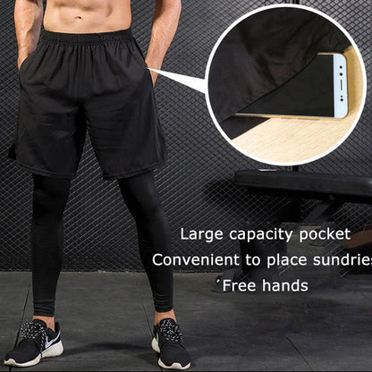 Men's Sport Pants 2 in1 Training Athletic Tracksuits Sportswear Workout Male Jogging Trousers Gym Fitness Running Pants Men