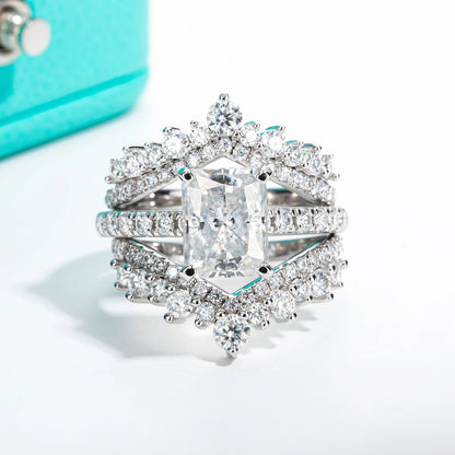 3ct D Color Radiant Cut Moissanite Engagement Gold Plated 925 Sterling Silver Rings For Woman Customs Jewelry Wholesale
