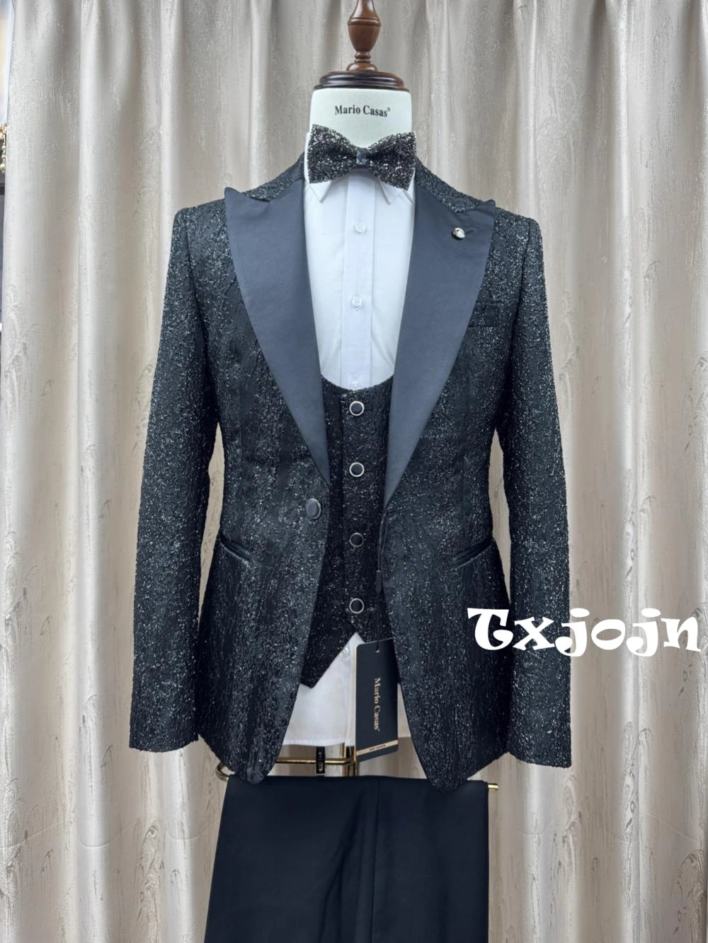 Glitter Luxurious Men's Formal Suits 3 Pieces Dancing Wear Elegant Peak Lapel Suit Set For Men Business Party Outfit S-3XL