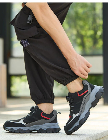 Men's Work Safety Boots Steel Toe Shoes Indestructible Shoes Puncture-Proof Work Boots Kevlar fabric Rotating Button Shoes