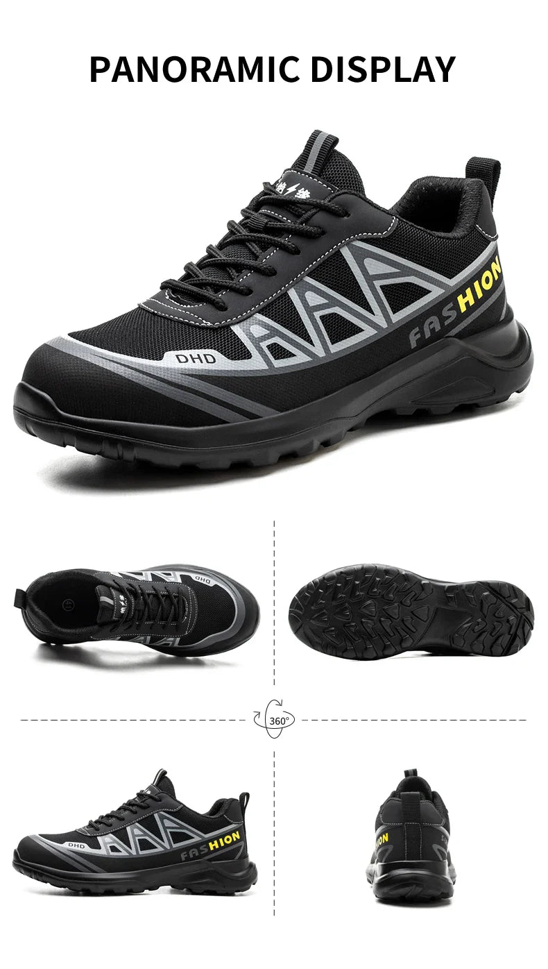Fashion Sports Shoes Work Boots Puncture-Proof Safety Shoes Men Steel Toe Shoes Security Protective Shoes Indestructible