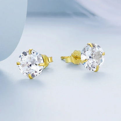 CZ Stud Earrings 925 Sterling Silver Platinum Plated Round Cubic Zirconia Hypoallergenic Barbell Earrings 4-7mm