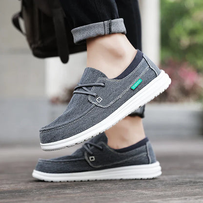 Men's Canvas Shoes Retro Loafers Lightweight Flats Leisure Footwear Male Summer Moccasin Men Casual Business Shoe