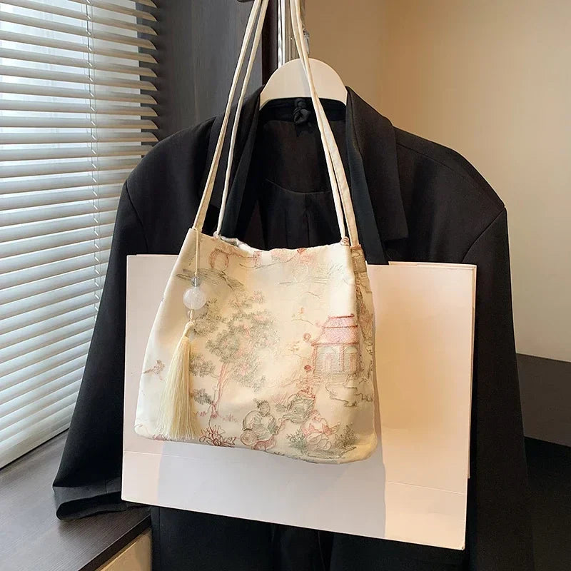 Hot Selling Chinese Style Embroidered Fashionable Women's Shoulder Bag 2026 Summer New Trend Large Capacity Handbag