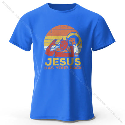 Funny Jesus Printed 100% Cotton T-Shirt, Soft & Breathable Round Neck Short Sleeve Tee, Unisex Quirky & Humorous Style
