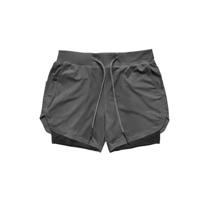 Running Shorts Men 2 In 1 Double-deck Quick Dry GYM Sport Shorts Fitness Jogging