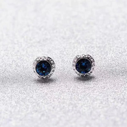 2025 New Original Round Water Drop Crystal High Jewelry Set Fashion Dazzling Women's Bracelet Earring Necklace Ring Wedding Gift