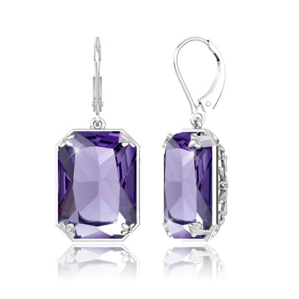 925 Sterling Sliver Earrings For Woman Vintage Ruby Gemstone Wedding Party Lever Back Drop Earring Handmade Designer Jewelry