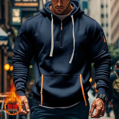 Racing Autumn and Winter Men's Multi-Pocket Zipper Hoodie Casual Sportswear and Loose Hoodie Long Sleeve Top