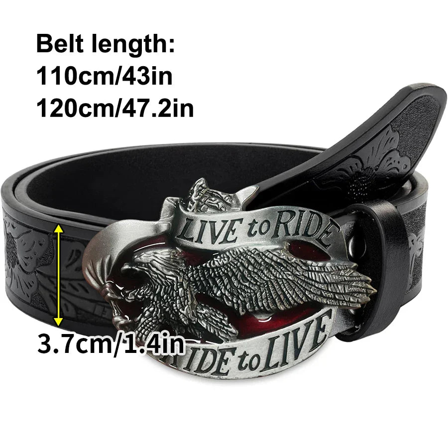 Western men's denim belt retro belt eagle belt buckle hip-hop personality retro style unisex matching jeans/casual pants belt