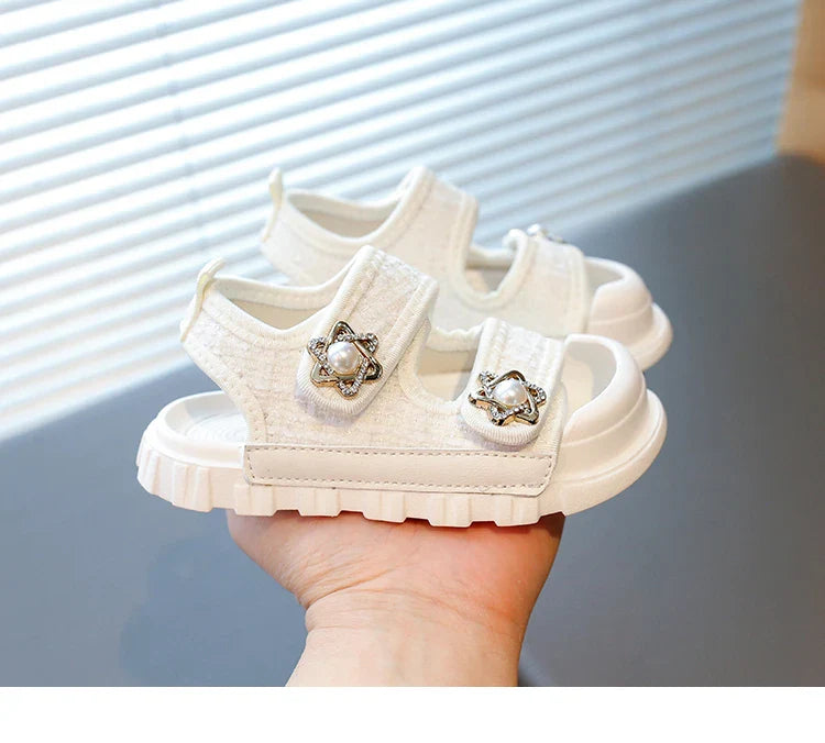 2025 Summer New Children Sandals Girls Elegant Princess Style Sandals Baby Anti-kick Foot Protection Sandals