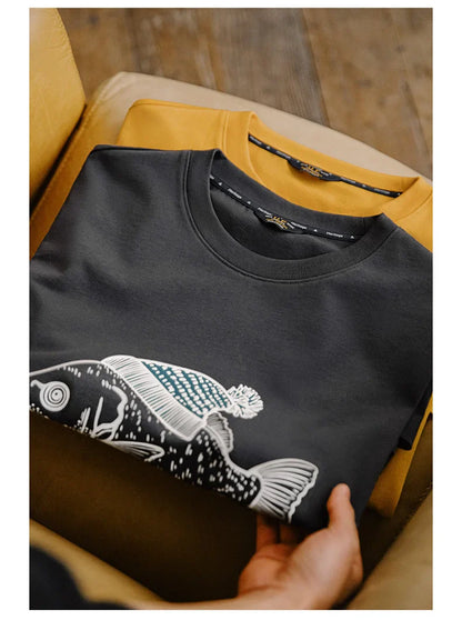 Maden Vintage Flocked Print Short-sleeved T-shirts Animal Pattern Cotton Round Neck Tops for Men's Summer Casual Loose Fit Tee