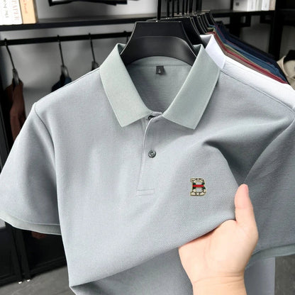 High end brand 100% cotton short sleeve polo shirt men's summer new soft breathable lapel T-shirt fashion letter embossed top