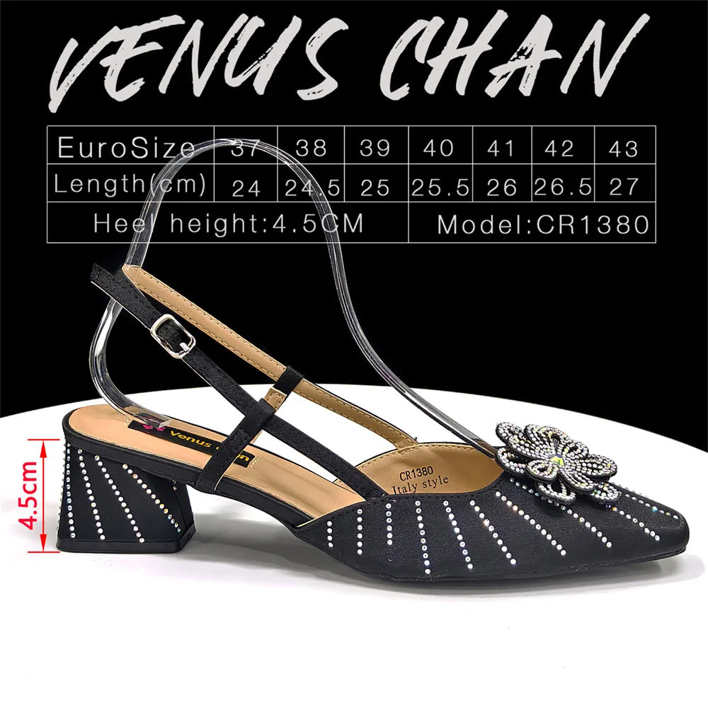 2026 Nigerian Heel Party for Women Orange Color Shoes and Bag Set Rhinestone Handbag Italian Design Wedding