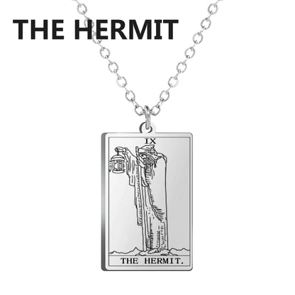 Tarot Cards Necklace Women Stainless Steel Necklace Wealth Amulet Classic Tarot Major Arcana Divination Charm Jewelry