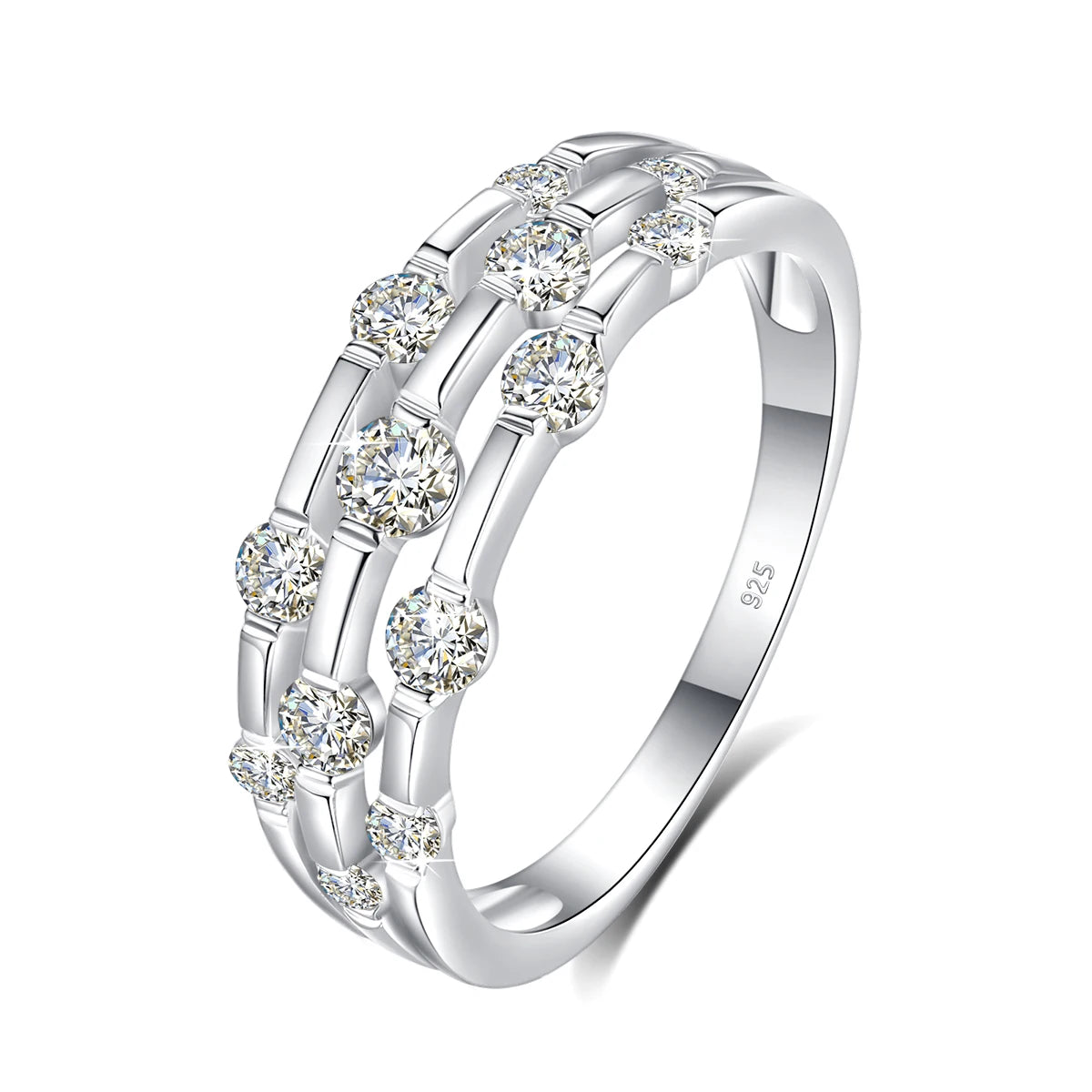 Trending Wedding Band Moissanite Ring With Certificate Genuine Silver 925 Enagement Jewel Gift For Women Positive Stones
