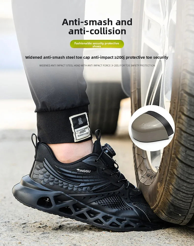 Men's Summer Mesh Labor Protection Shoes Anti-Smashing Wear-Resistant Outdoor Construction Site Protection Work Shoes Anti-Pierc