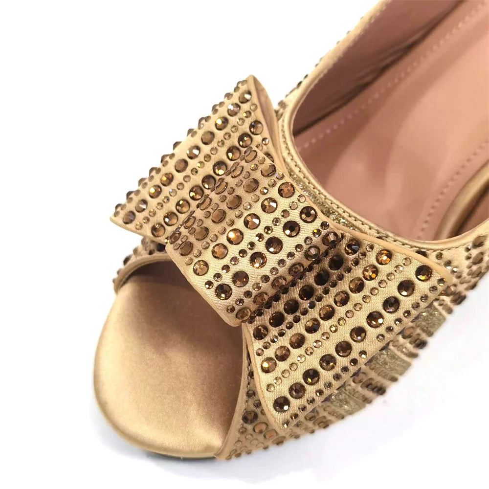 Black Color Elegant High Heels Nigeria Popular Design African Ladies Shoes And Bag Set for Wedding Party