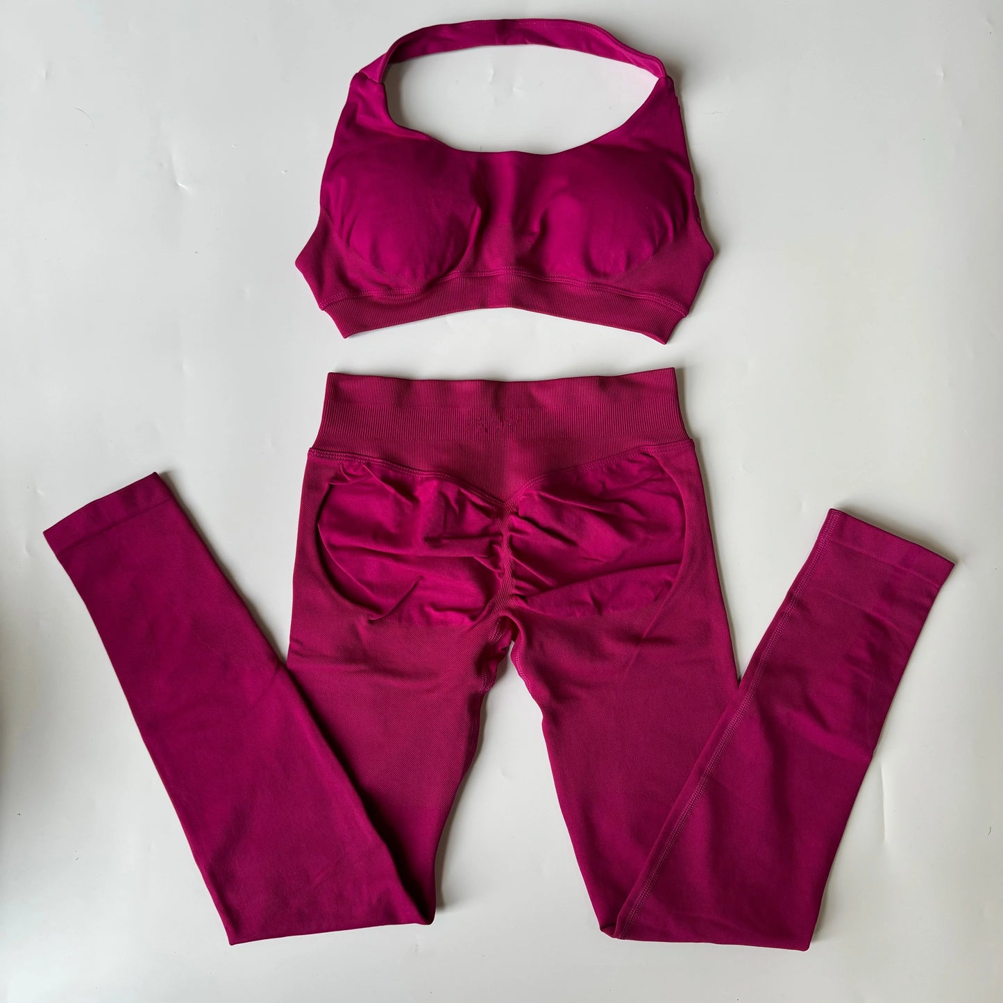 Yoga Legging Sets for Women Seamless Yoga Set Scrunch Butt Legging Set Workout Gym Suit with Halter Crop Top