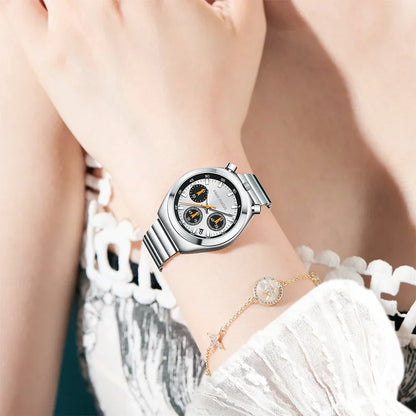 MINI FOCUS Multifunctional Panda Watch for Women Stainless Steel Casual Fashion Ladies Waterproof Quartz WristWatch Girl Gift