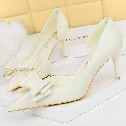 Shoes Bow-knot Woman Pumps Stiletto 10.5 Cm Women Basic Pump Pointed Toe Classic Pumps Sexy High Heels Women Shoes 2026