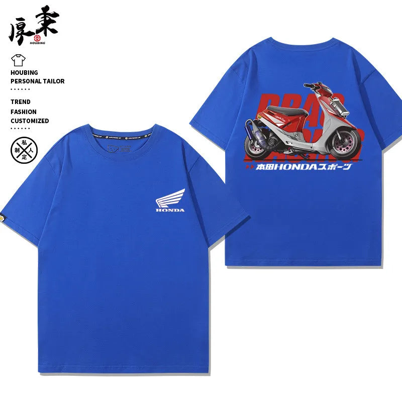 Motorcycle T Shirt Men Scooter Racing Graphic Tee 100% Cotton Casual Streetwear Top