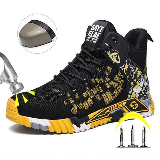 High Top Safety Shoes Men Anti Smashing Anti Puncture Work Shoes Men Work Safety Boots Men's Fashion Security Protective Boots