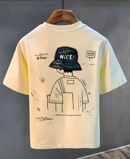 2026 New Short-sleeved T-shirt for Men, Pure Cotton Summer Loose, Simple and Fashionable Printed Top