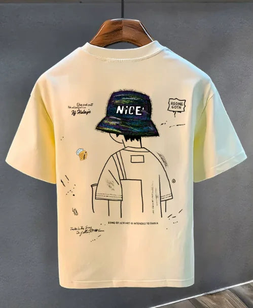 2026 New Short-sleeved T-shirt for Men, Pure Cotton Summer Loose, Simple and Fashionable Printed Top