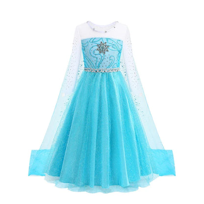 Frozen Elsa Princess For Girls Cosplay Costume Kids Mesh Snow Queen Carnival Birthday Party Dress Up Clothes 2-10Yrs Gown