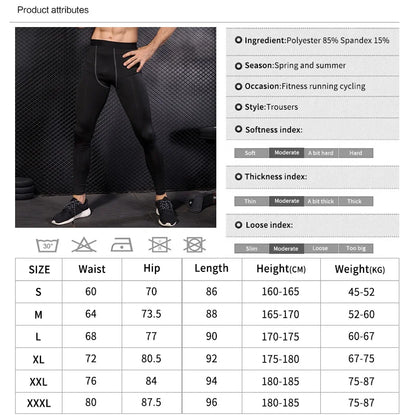 Men's Tight Training Pants PRO Sports Fitness Running Pants Quick Dry Trousers Running Basketball Sports Workout Leggings