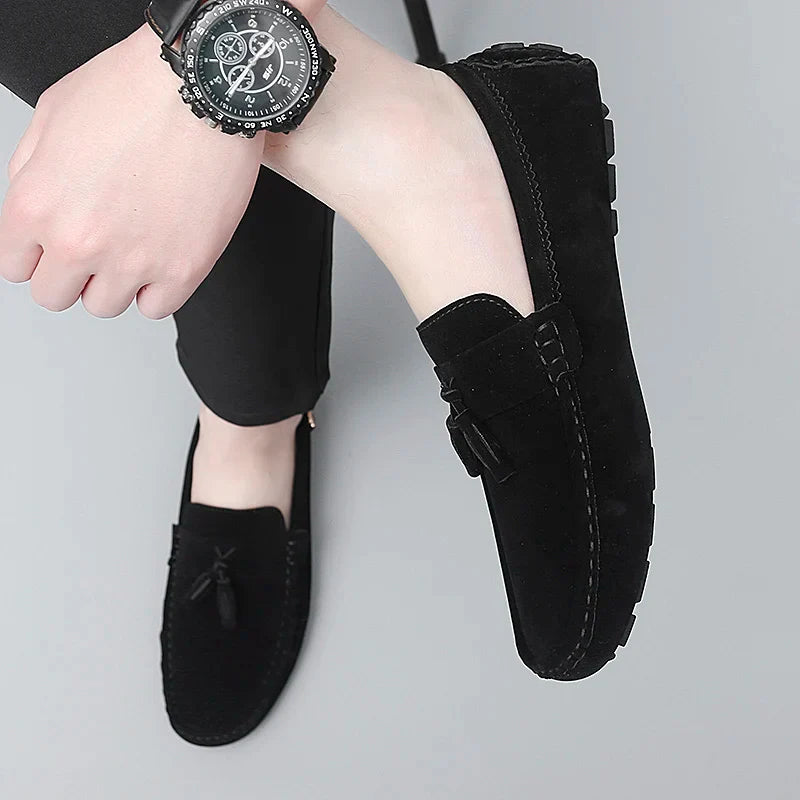 2025 New Beanie Shoes Men's Tassel Frosted Soft Sole Korean Style Easiest for Match Fashion Casual Shoes British Lazy Driving Trbottomy Shoes