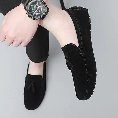 2025 New Beanie Shoes Men's Tassel Frosted Soft Sole Korean Style Easiest for Match Fashion Casual Shoes British Lazy Driving Trbottomy Shoes