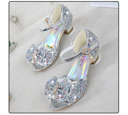 Girls High Heels For Kids Princess Leather Sandals Children Halloween Cosplay Party Wedding Dancing Shoes Fashion Crystal Shoes
