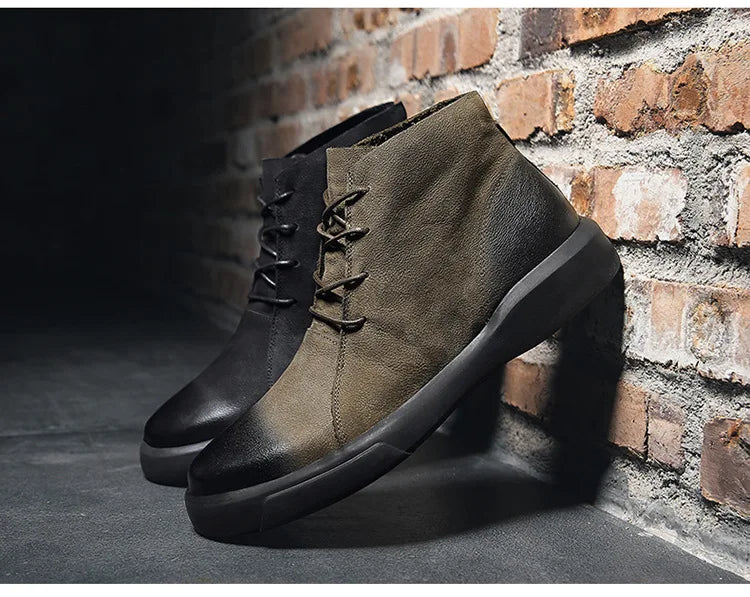 Men's Chelsea Cotton Boots Winter Men's Genuine Leather Shoes High Top Men Plush Sapato Social Masculino Zapatos Para Hombres