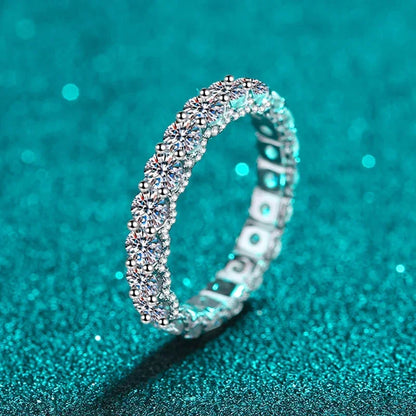 3mm Moissanite Ring Sterling Silver 925 with Gold Plated Wedding Engagement Eternity Band Patry Luxury Jewelry for Women